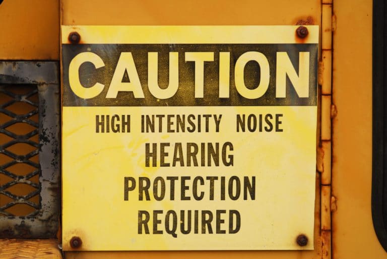 caution sign hearing protection required